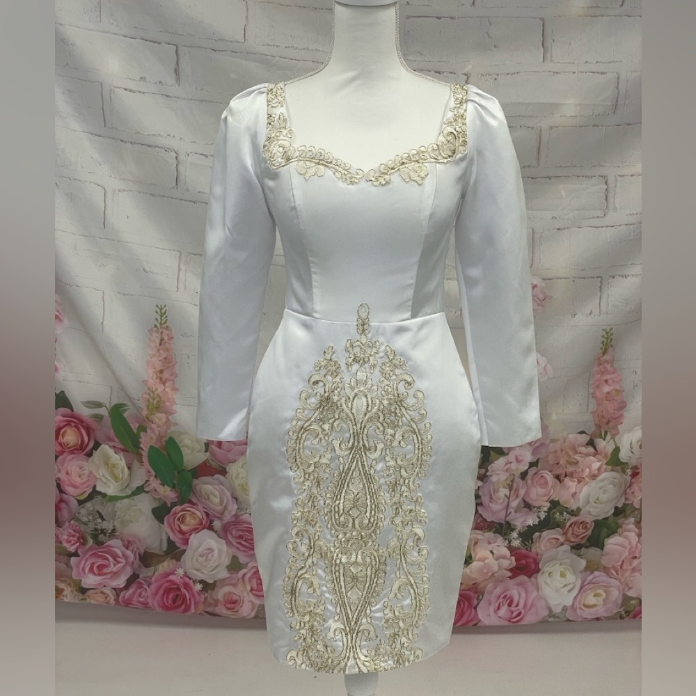 Cocktail Embroidered Wedding Party White Bride Dress size Small